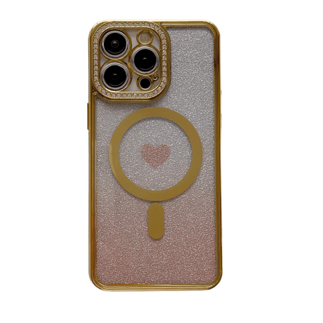 ストーンサイド iPhone15pro/15promaxカバー ハート柄 magsafe対応 iPhone14pro/13/12ケース グラデーションカラー [M4342]