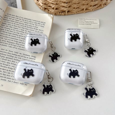 怒る猫 Airpods Pro3ケース キーホルダー付  Airpods4/3ケース  AirpodsPro2/Pro1カバー クリアケース 可愛すぎ [M5847]