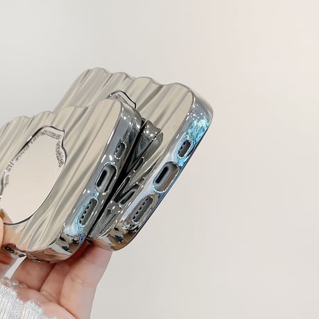 うねうねミラー iphone15/15proケース  丈夫 アイフォン14/13/12Proカバー  高級感シック ギフトにおすすめ[M3638]