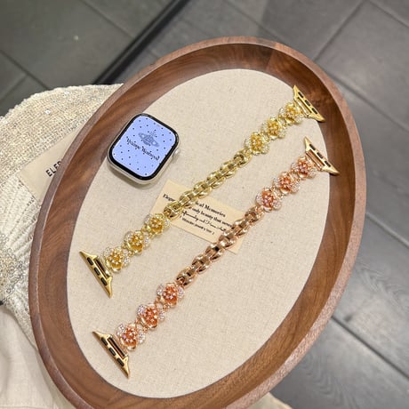 ダイヤ花  AppleWatchバンド キラキラ感たっぷり AppleWatchベルト Series 11/10/9/8 SE3/2  Ultra3/2/1 メタルリック 上品[M6467]