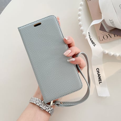 手帳型 iphone14/15proケース  レザー 高品質 iphone13mini/12/11カバー  ストラップ付 カード/お札/写真収納 スタンド[M3129]