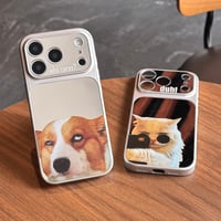 可愛い動物柄ミラー iPhone17Pro/17ケース カメラ保護カバー iPhone16Pro/15ProMaxケース 光沢感 頑丈 クール[M6384]