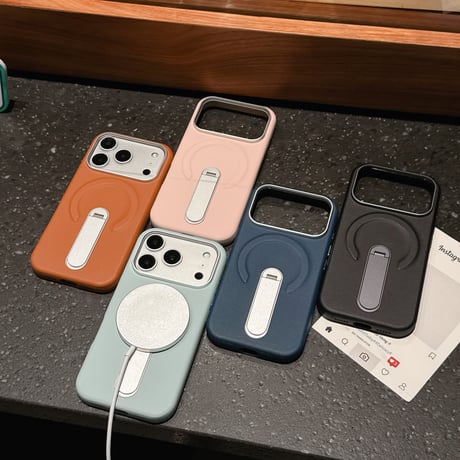 スタンド付 iPhone17Pro/17promaxケース 皮製 MagSafe対応 iPhone17/16Proカバー 高品質 高級感 肌に優しい[M5835]