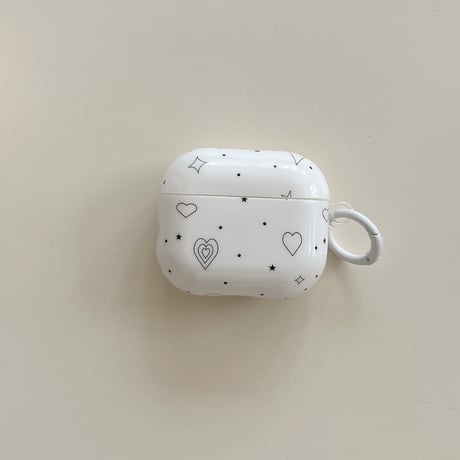 ハート柄 AirpodsPro3ケース ホワイト 天使キーホルダー エアポッズ4/3  AirpodsPro2/Proカバー  ギフトにおすすめ [M5901]