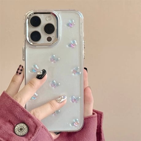 立体蝶々 iphone16/16proカバー  高透明 iphone15/14pro/13/12/11カバー 女子力アップ シック[M4942]