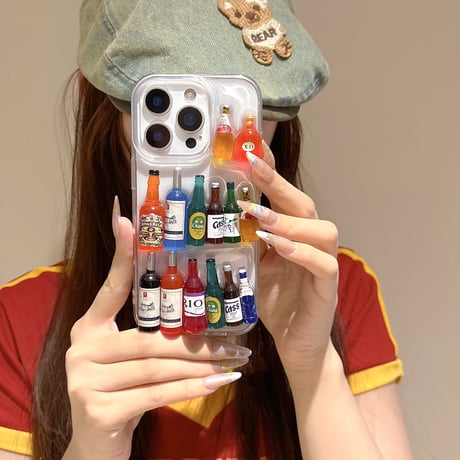 酒ボトル iPhone16/16proケース かわいい iPhone15plus/14pro/13カバー 頑丈個性ファッション [M5401]