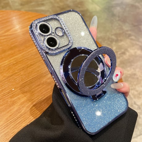 メイク直しミラー iPhone16/16Proケース Magsafeリングスタンド ジュエリー iPhone15Pro/14/13Proカバー 大人気 コスパ最強[M4585]