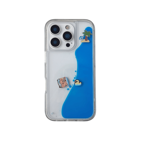 液体 iPhone16pro/16ケース 動く熊ちゃん iPhone15promax/14/13proカバー 大人可愛い ハンドメイド ギフトにおすすめ[M5470]