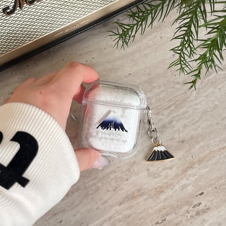 富士山 Airpods 4ケース 動く雪 Airpodspro2/proカバー Airpods第3/2世代 かわいい 山キーホルダー プレゼントにおすすめ[M5067]