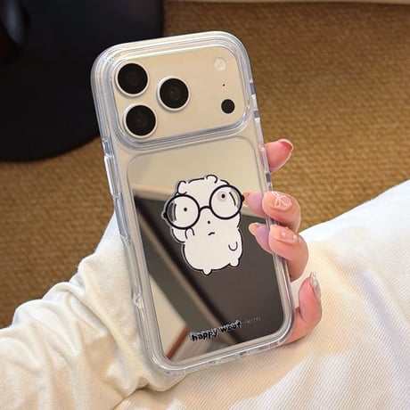 犬ちゃんミラー iPhone17Pro/17ケース 光沢感 iPhone16Pro/15Pro/14ケース 丈夫 便利 ギフトに最適[M6503]
