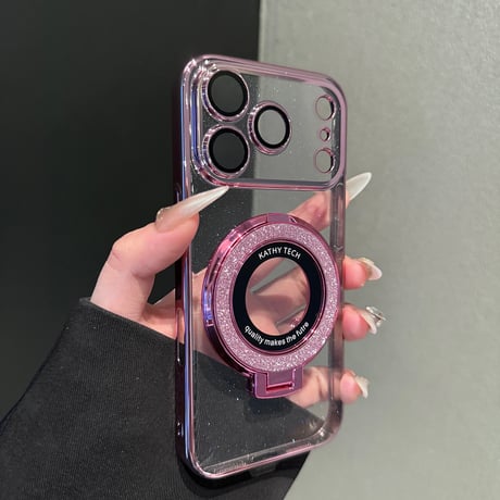 キラキラスマホリング兼スタンド iPhone17Pro/17ProMaxケース  MagSafe対応 綺麗iPhone16pro/15/14/13Proクリアカバー ラメ入り [M3744]