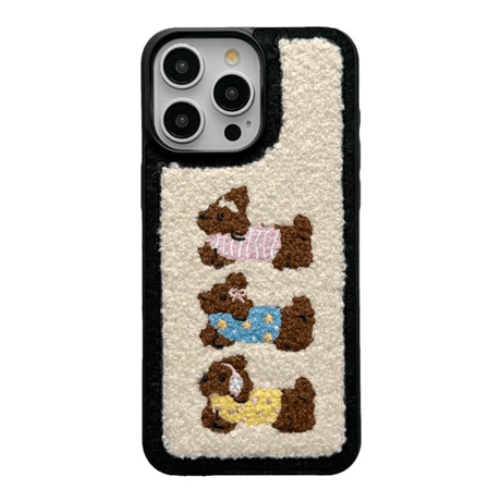 犬ちゃん iPhone16Pro/16ケース ニット 大人可愛い iPhone15Pro/14pro/13カバー 秋冬に流行る 手さわりいい 丈夫[M4714]