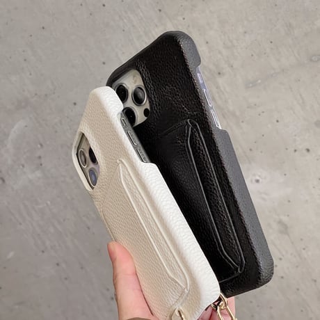革製 ICカード入れ iPhone14pro/14promaxケース ストラップ付 高級感アイフォン13mini/12/11proカバー シンプル 可愛い 実用 [M2301]