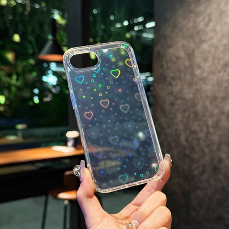iPhone16eケース キラキラハート柄 iPhone16/15pro/14/13promaxケース 綺麗 黄ばまない 人気 [M5128]