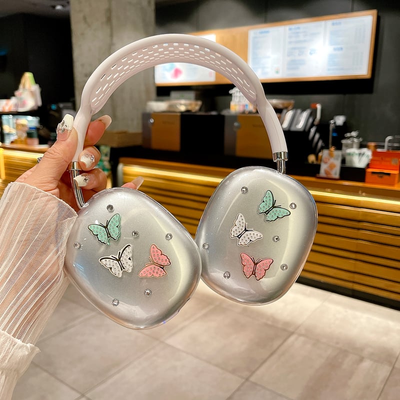 女子力高い AirPodsMaxケース ジュエリーハート/蝶 おしゃれ