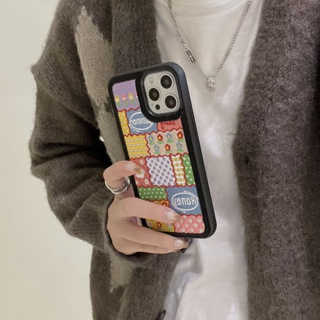 刺繡 ガーデン iphone14plus/14proケース 草花柄 iphone13/12/11カバー   手つくり 韓国風 大人可愛い[M2236]
