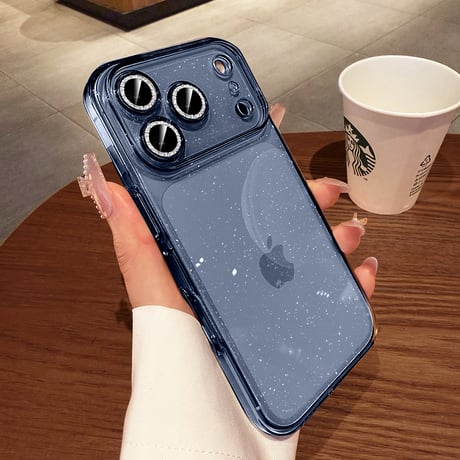 iPhone17Pro/17ProMaxケース キラキラレンズカバー iPhone17/16/15ケース クリア 背面ラメ入り  定番アイテム[M6014]