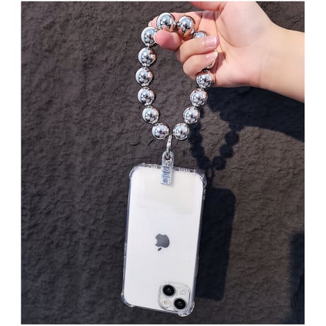 メッキ玉 スマホストラップ シルバーカラー お洒落  高品質 装着がやすい ギフトにおすすめ[M2719]