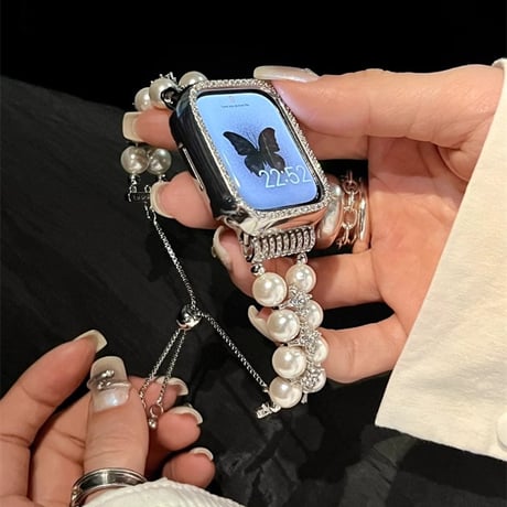 パール アップルウォッチバンド キラキラ Ultra2/1/SE(第2/1世代)/Series9/8/7/6/5/4/3/2/1 AppleWatchベルト 女子力高い[M4603]