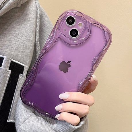 高級感透明  iphone14pro/14plusケース パープル/グレー アイフォン13/12/11カバー  お揃い  個性 耐衝撃 プレゼントにおすすめ[M2494]