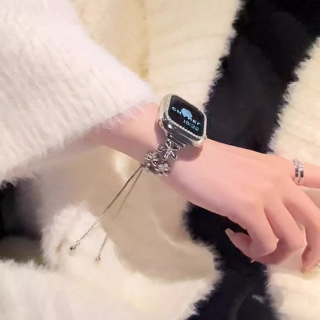 ダイヤ花 AppleWatchバンド 上品 Series11/10/9 Ultra series8 7 6 5  SE アップルウォッチベルト 大人ファッション おしゃれ[M6374]