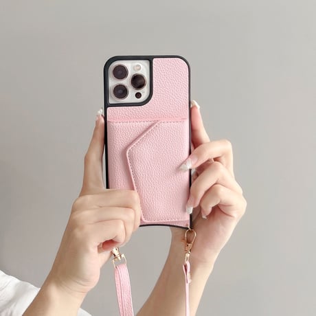カード入れ4個 iphone14/14proケース レザー アイフォン13/12/11カバー ショルダー付 スタンド 高級感実用[M2218]