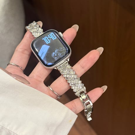 上品ダイヤ AppleWatchバンド 美しい AppleWatchベルト Series 11/10/9/8 SE3/2  Ultra3/2/1 輝きメタルリック 高級感たっぷり[M6529]