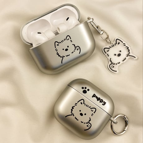 メッキ Airpods Pro3ケース ワンちゃん Airpods4/3カバー pro2/pro1 リング/キーホルダー ギフトにおすすめ[M6349]
