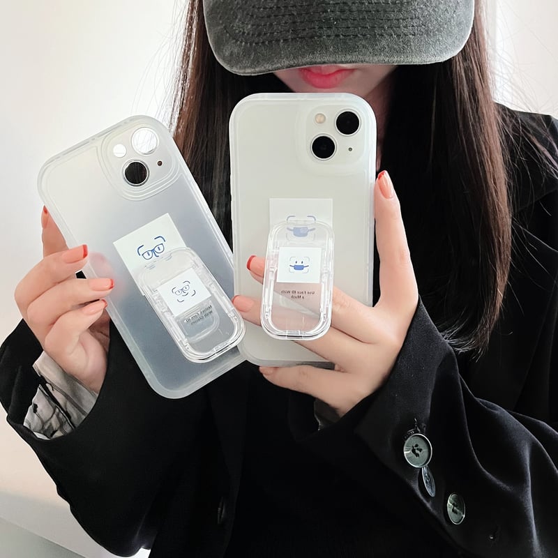 顔認証Face ID iphone13/13proカバー マット 同系スタンド付