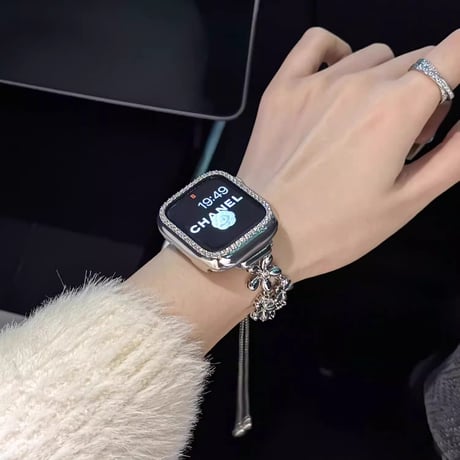 ダイヤ花 AppleWatchバンド 上品 Series11/10/9 Ultra series8 7 6 5  SE アップルウォッチベルト 大人ファッション おしゃれ[M6374]