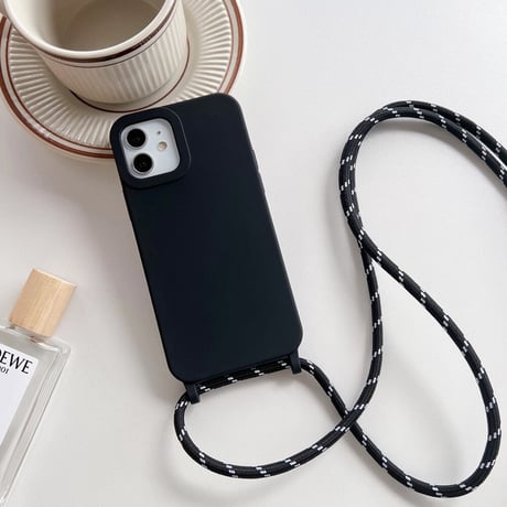 長いストラップ付 iphone13/12promaxケース  シンプル iphone11pro/se3カバー  高品質 お揃い 手触りいい シンプル  [M1876]