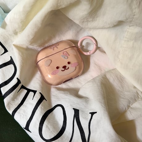 クマさん Airpods Pro3ケース 半透明 Airpods4/3カバー pro2/pro1 リング/キーホルダー  大人可愛い[M6116]