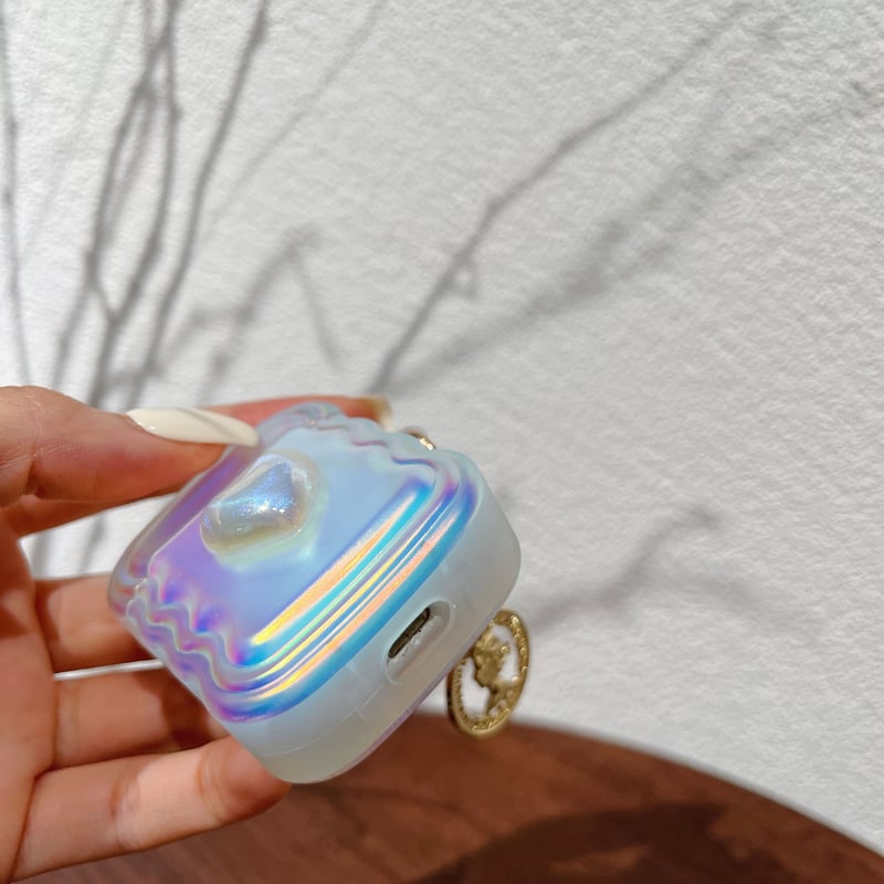 レーザー光る Airpods Pro2ケース キラキラハートデコ airpods3