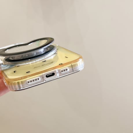 ハートミラーグリップ iPhone16pro/16カバー 文字 グラデーションカラー iPhone15pro/14promax/13ケース Magsafe対応 多機能 [M5384]