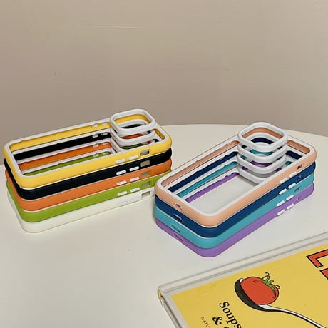 バンパー iPhone14/14proカバー 放熱 iPhone13/12/11promaxケース カラー枠 頑丈耐衝撃 シンプル風  男女兼用[M3191]