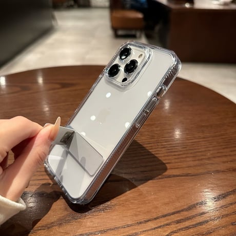 スタンド付高透明 iPhone14/15ケース 高級感高品質 iPhone13/12/11カバー 枠 滑りにくい オシャレ 男女向け シンプル多機能[M3044]