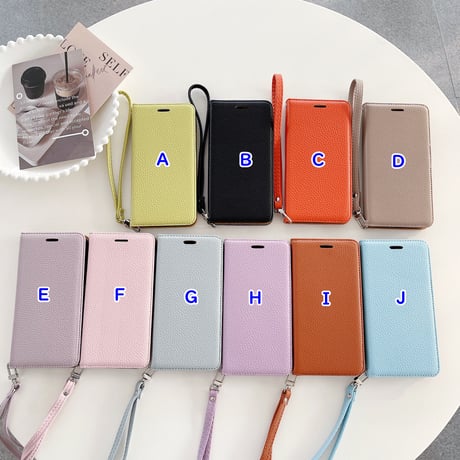 手帳型 iphone14/15proケース  レザー 高品質 iphone13mini/12/11カバー  ストラップ付 カード/お札/写真収納 スタンド[M3129]