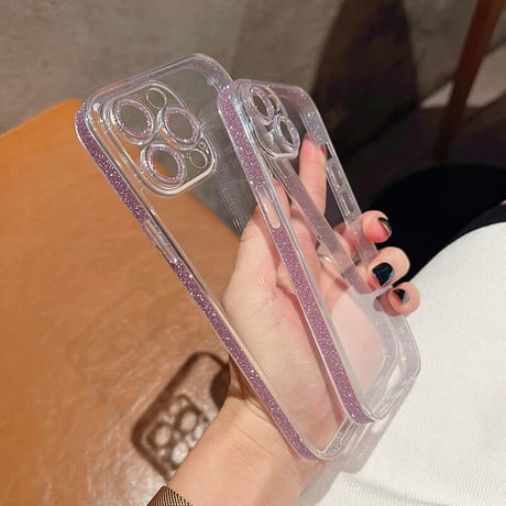 【iPhone16対応】ラメ入り枠 iphone15Pro/14/13/12promaxカバー  キラキラ シンプル オシャレカメラレンズカバー  全面保護 高品質 薄型 黄ばまない[M1877]