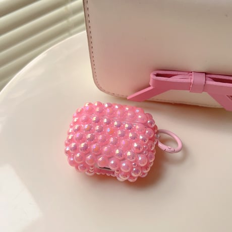 パール Airpods第四世代ケース キラキラ AirpodsPro2ケース airpods3カバー 大人可愛い ギフトにおすすめ リング付[M5207]
