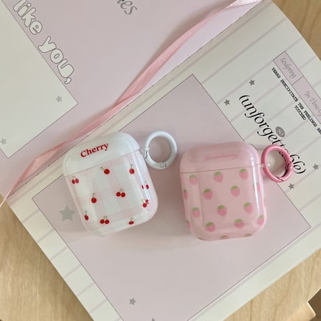 Girlsファッション Airpods 4ケース 韓国風 イチゴ/サクランボ Airpods3/Pro2ケース airpodsproカバー 可愛い 女子力高い [M5368]