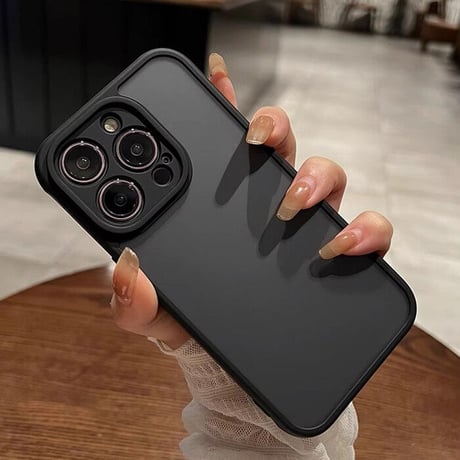 指紋防止 iphone14/15promaxケース  半透明アイフォン12pro/12カバー ブラック系 肌にやさしい 頑丈耐衝撃 [M3280]