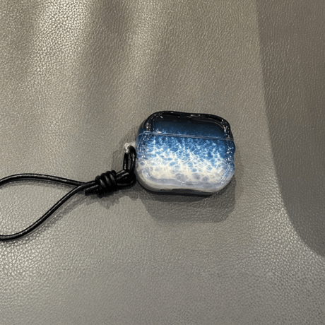 海の波 Airpods Pro3 ケース グラデーションブルーカラー Airpods４カバー  エアポッズプロ2  ストラップ付 シック おしゃれ 耐衝撃[M6042]