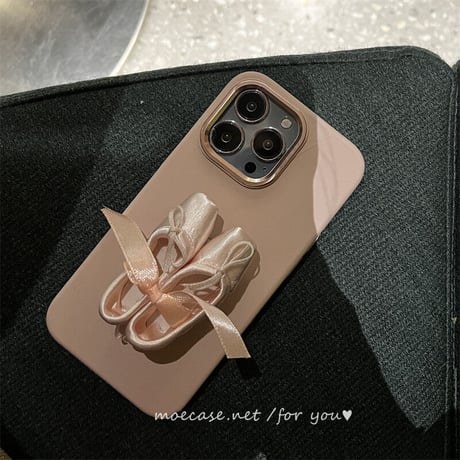 バレエシューズグリップ アイフォン14/13proケース ピンク iPhone12pro/11カバー  高品質 黄ばまない 韓国セレブ愛用[M2833]