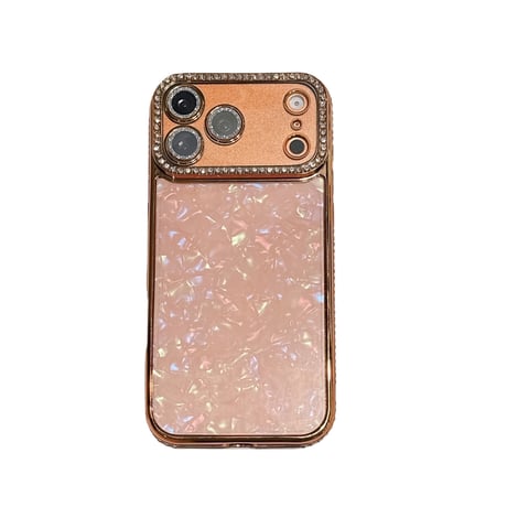 ジュエリーライン iPhone17Pro/17ケース シェル柄 iPhone16/15ProMax/14ケース ラグジュアリー感 キラキラ感 レンズ保護[M6252]