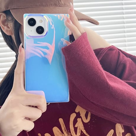 スクエア iPhone14/15ケース 変色キラキラ iPhone12/11カバー お洒落 クリアケース 男女兼用 人気 トレンド [M3136]