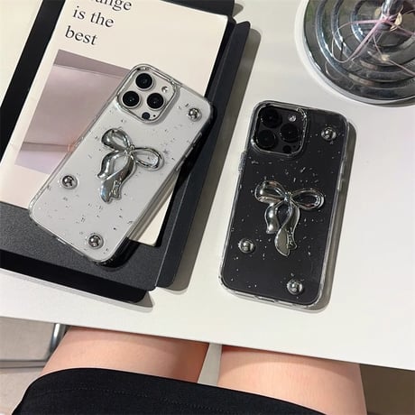 高級感リボン iPhone15/15proカバー 女子力高いiPhone14Pro/13promax/12ケース かわいい 綺麗[M4455]