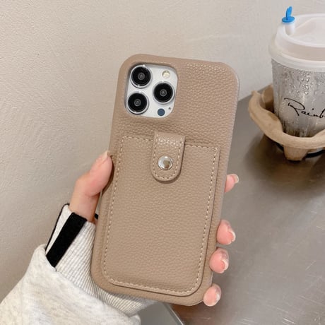 カードポケット付 アイフォン14/14promaxケース ICカード3枚収納 iPhone13mini/12/11proカバー レザー シンプル 高級感 実用 [M2460]