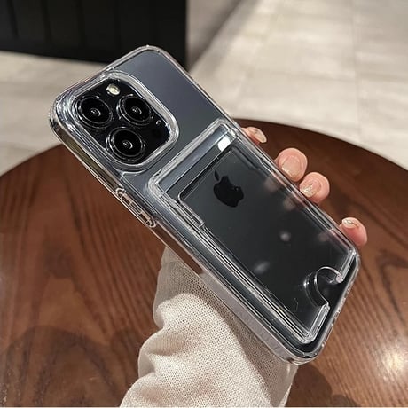 iPhone16/16Proケース カード収納 クリアiPhone15plus/14/13proケース 黄ばまない シンプル 高品質 [M4624]