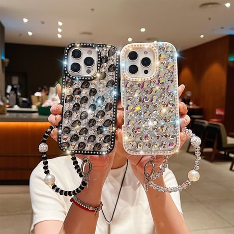 豪華ダイヤ iPhone16Pro/16カバー ジュエリー キラキラ iPhone15plus/14/13promaxケース 贅沢 ストラップ 高級感たっぷり [M5291]