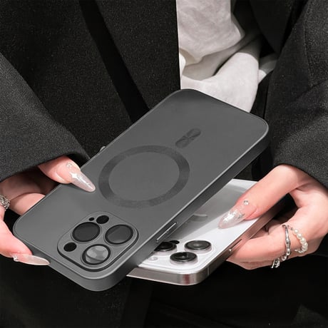 指紋防止 MagSafe対応 iPhone15Pro/15ProMaxケース 耐衝撃 iPhone14/13/12proケース レンズ保護 耐久性あり[M3899]